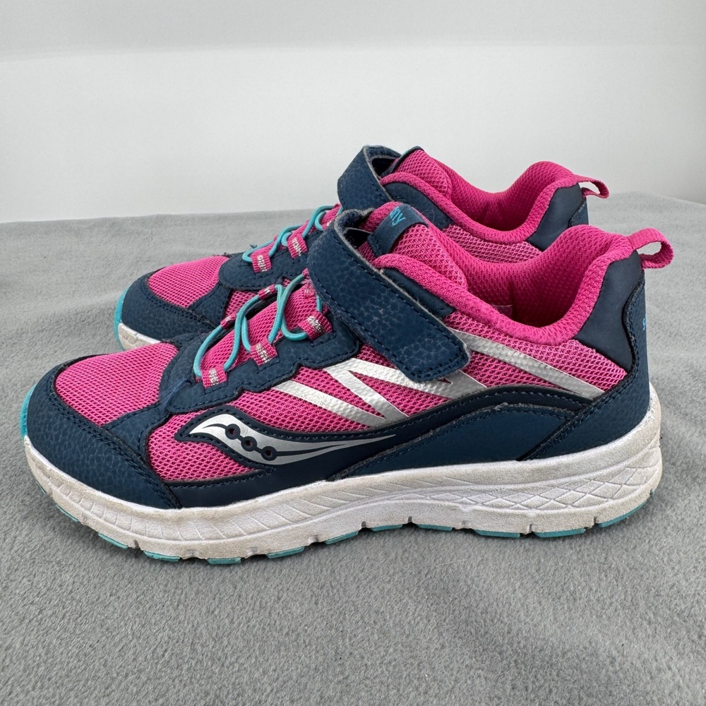 Saucony Velocer A/C Girls Size 2.5M Running Shoes Blue Pink Turquoise SK167389